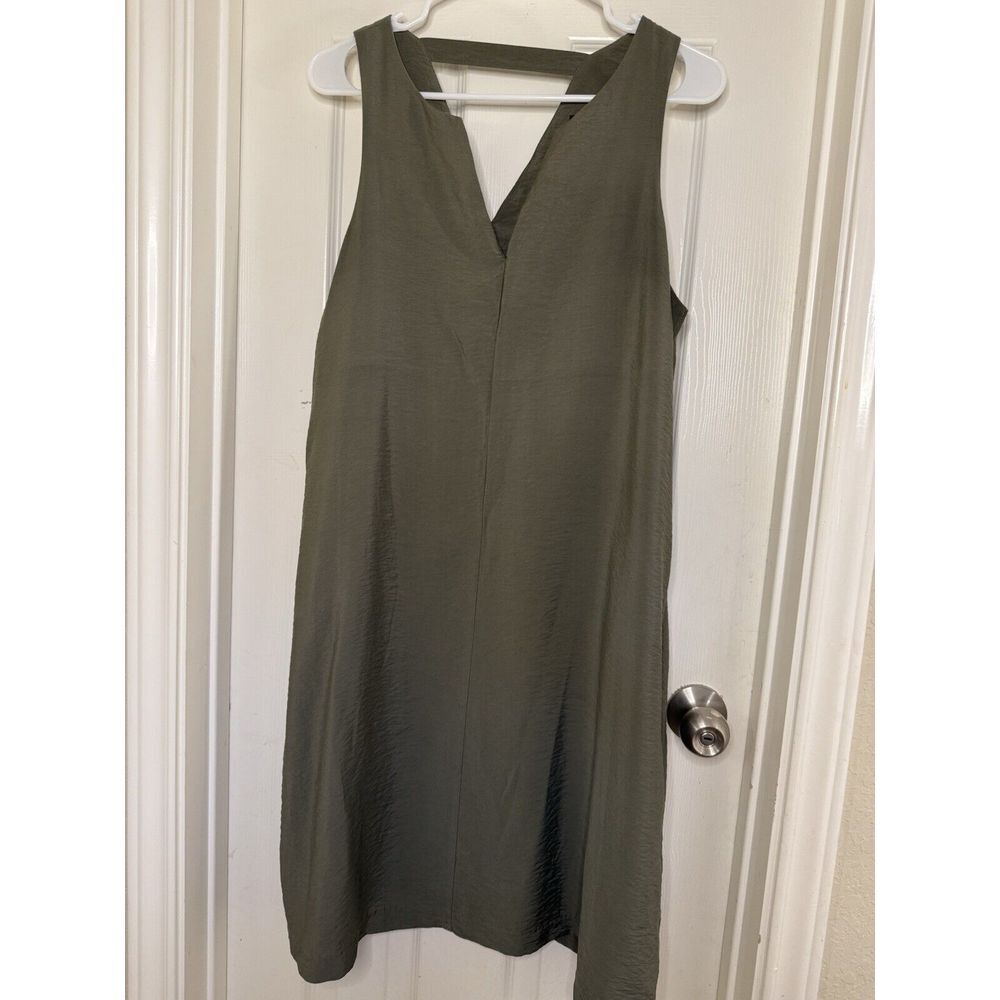 BANANA REPUBLIC Olive Army Green Sleeveless Shift Dress Large Pockets